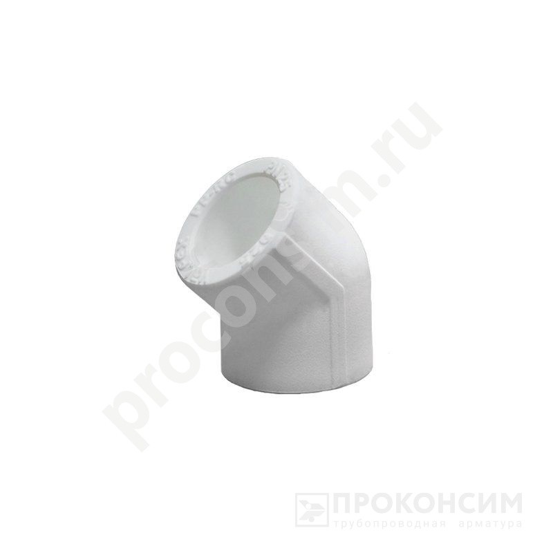 Цена 5,16 рублей с НДС.  Ожидается пополнение. Угольник 45гр. ПП   20 PN 25 белый VALFEX Pro 10107020-PRO (251311082) со склада Проконсим в Новосибирске