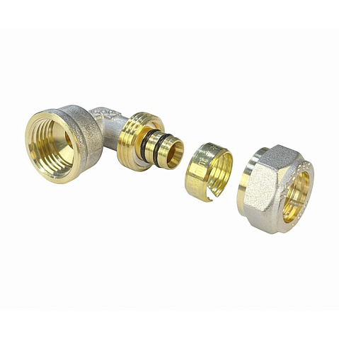 Угольник латунный для PEX труб 16-1/2'' PN 10 обжимной никелированный Valfex VF.352.N  купить в Новосибирске | "Проконсим"