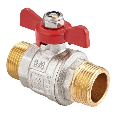 Кран латунный шаровой MVI BV.515 DN 15 PN 40 никелированный полнопроходной штуцер-штуцер бабочка купить в Новосибирске | "Проконсим"