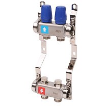 Коллекторная группа из нержавеющей стали DN 25-2 выхода G-3/4'' без расходомеров, без дренажного крана и воздухоотводчика, евроконус MVI MS.402.06 купить в Новосибирске | "Проконсим"