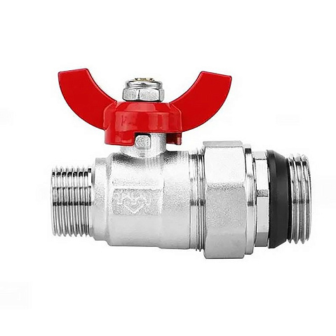Кран шаровой латунный DN 25 PN 10 никелированный прямой  для коллектора (2 шт.) Varmega VM15951 купить в Новосибирске | "Проконсим"