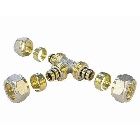 Тройники латунные для PEX труб DN 16-32 PN 10 обжимные никелированные Valfex VF.331.N купить в Новосибирске | "Проконсим"