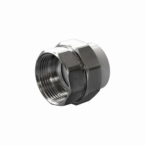 Муфтаразъемная ПП 25-1/2''  с внутренней резьбой белая Политэк купить в Новосибирске | "Проконсим"
