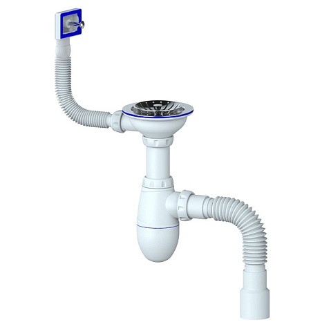 Сифон для мойки Unicorn В425P, 40х50 гибкий отвод, 3 1/2'' х40 чаша из нержавеющей стали, прямоугольный перелив купить в Новосибирске | "Проконсим"