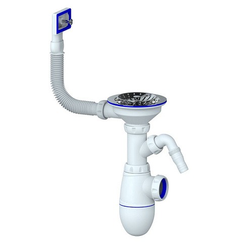 Сифон для мойки Unicorn В430V, без отвода, 3 1/2'' х40 с отводом для стиральной машины, прямоугольный перелив купить в Новосибирске | "Проконсим"