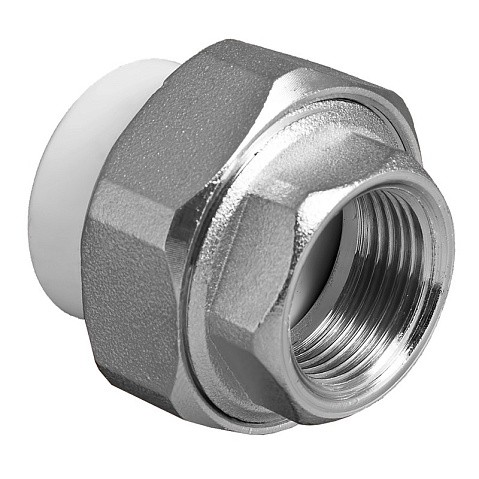 Муфта комбинированная ПП 20-1/2'' PN 25 разъёмная с внутренней резьбой белая VALFEX  купить в Новосибирске | "Проконсим"