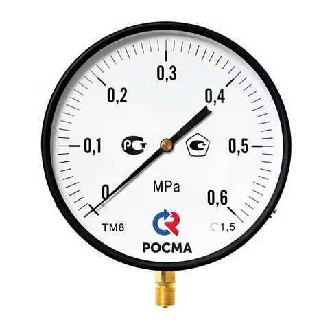 Манометр Росма ТМ-810Р.00 котловый, 250мм, 0-0.4МПа, резьба M20x1,5, радиальный, класс точности 1,5 купить в Новосибирске | "Проконсим" Манометр Росма ТМ-810Р.00 котловый, 250мм, 0-0.4МПа, резьба M20x1,5, радиальный, класс точности 1,5 купить в Новосибирске | "Проконсим"