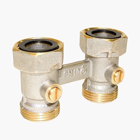 Узел нижнего подключения Vekotrim DN 15 PN 10 прямой двухтрубный 20-3/4'' c накидной гайкой, муфта купить в Новосибирске | "Проконсим"