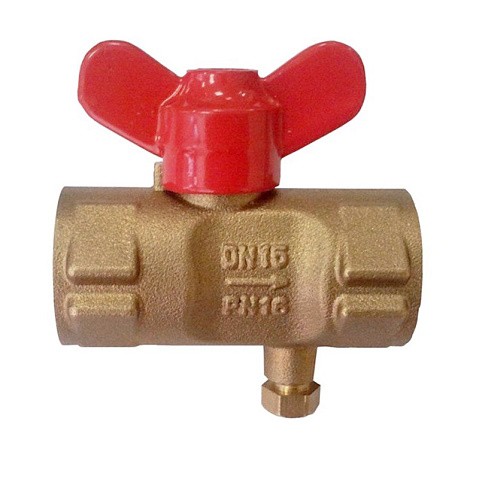Кран латунный шаровой 11Б27п(М)1 DN 15 PN 16 трёхходовой под манометр G1/2"-М20х1,5 муфта-муфта бабочка Пензапромарматура купить в Новосибирске | "Проконсим"