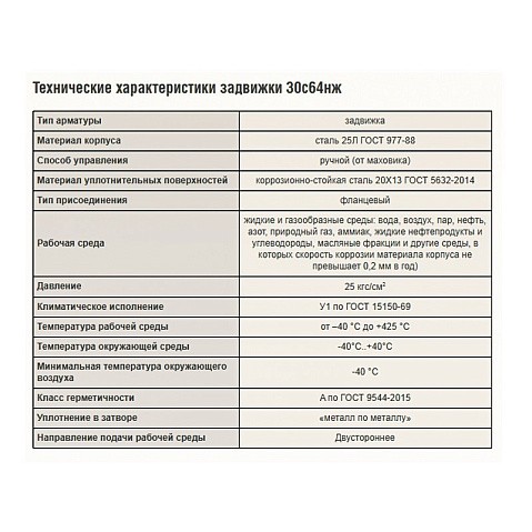 Задвижка стальная 30с64нж DN 50 PN 25 фланцевая L=250мм класс ''А'' САЗ АВАНГАРД купить в Новосибирске | "Проконсим"