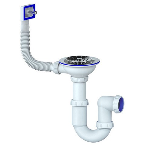 Сифон для мойки Unicorn Y410, без отвода, 3 1/2'' х40 чаша из нержавеющей стали, прямоугольный перелив купить в Новосибирске | "Проконсим"