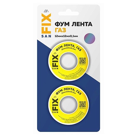 Лента ФУМ SANFIX 12мм х12м х0,1мм 0,7г/см3, для газа 2 катушки в блистере купить в Новосибирске | "Проконсим"