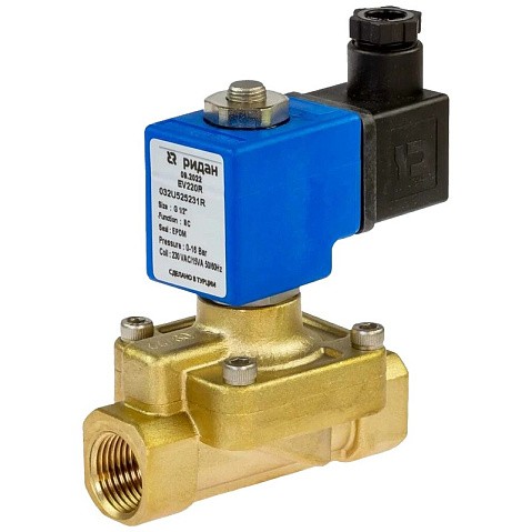 Клапаны электромагнитные DN 15-50 PN 12-16 латунные 220В нормально закрытые EPDM РИДАН EV220R купить в Новосибирске | "Проконсим"