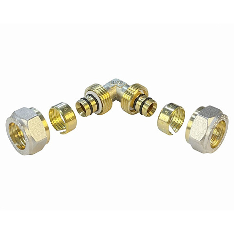 Угольники латунные для PEX труб DN 16-20 PN 10 обжимные никелированные Valfex VF.351.N купить в Новосибирске | "Проконсим"