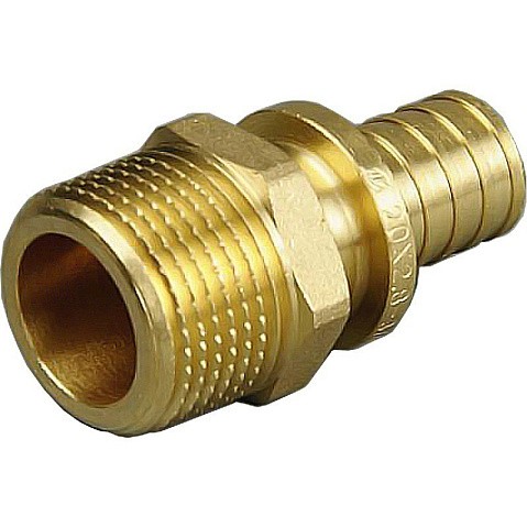 Муфта латунная для PEX труб 16-3/4'' PN 10 под надвижную гильзу с наружной резьбой ONE PLUS купить в Новосибирске | "Проконсим"