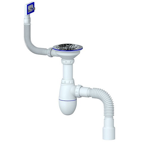 Сифон для мойки Unicorn В425, 40х50 гибкий отвод, 3 1/2'' х40 чаша из нержавеющей стали, прямоугольный перелив купить в Новосибирске | "Проконсим"