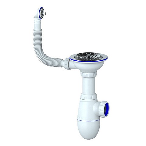 Сифон для мойки Unicorn В411, без отвода, 3 1/2'' х40 чаша из нержавеющей стали, круглый перелив купить в Новосибирске | "Проконсим"