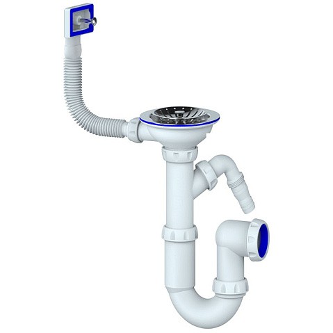 Сифон для мойки Unicorn Y430V, 3 1/2'' х40 без отвода, чаша из нержавеющей стали с отводом для стиральной машины, прямоугольный перелив купить в Новосибирске | "Проконсим"