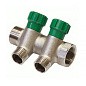 Коллектор латунный никелированный DN 20 2 выхода G 1/2'' с запорными клапанами плоское присоединение отвода,SGL купить в Новосибирске | "Проконсим"