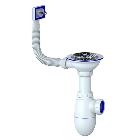 Сифон для мойки Unicorn В410P, без отвода, 3 1/2'' х40 чаша из нержавеющей стали, прямоугольный перелив купить в Новосибирске | "Проконсим"