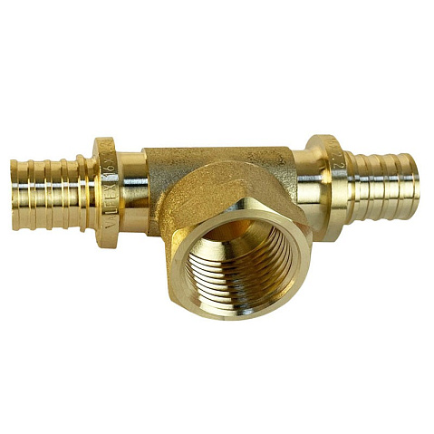 Тройник латунный для PEX труб 20-1/2''-20 PN 16 S-2,8мм под надвижную гильзу Valfex VF.432.AF купить в Новосибирске | "Проконсим"