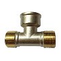 Тройник латунный никелированный DN 15 PN 40 штуцер-муфта -штуцер