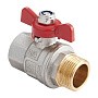 Кран латунный шаровой MVI BV.514 DN 20 PN 40 никелированный полнопроходной муфта-штуцер бабочка