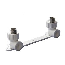 Угольник установочный ПП 25-1/2'' двойной с наружной резьбой белый Политэк купить в Новосибирске | "Проконсим"