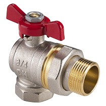 Краны латунные шаровые DN 15-50 PN 25 никелированные угловой бабочка муфта-штуцер американка MVI AquaHit BV.322.04 купить в Новосибирске | "Проконсим"
