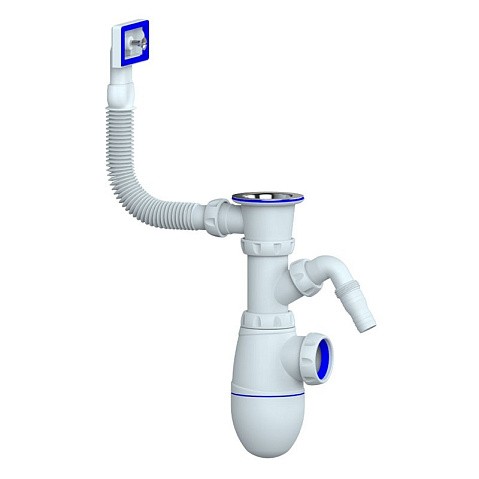 Сифон для мойки Unicorn В440V, без отвода, 1 1/2'' х40 чаша из нержавеющей стали, прямоугольный перелив купить в Новосибирске | "Проконсим"
