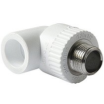 Угольники ПП DN 20-32 PN 25 комбинированные с наружной резьбой белые Pro Aqua купить в Новосибирске | "Проконсим"