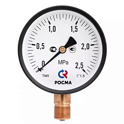  Мановакуумметр Росма ТМВ-110Р.00 общетехнический, 40мм, -0.1-0.15МПа, резьба M10x1, радиальный, класс точности 2.5 (930099001) со склада Проконсим в Новосибирске