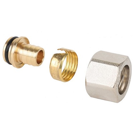 Евроконус латунный для PEX и МП-труб 16х2,0-1/2''обжимной c накидной гайкой MVI MC.410.04 купить в Новосибирске | "Проконсим"