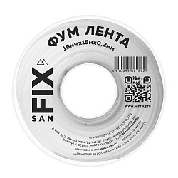  Лента ФУМ SANFIX 19мм х15м х0,2 мм 0,3г/см3 на катушке (228113225) со склада Проконсим в Новосибирске