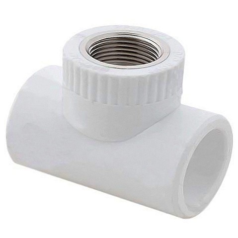 Тройник комбинированный ПП 20-1/2'' PN 25 с наружной резьбой белый РТП 10753 купить в Новосибирске | "Проконсим"