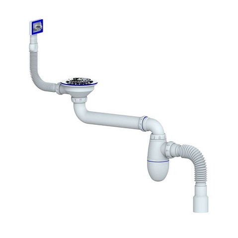 Сифон для умывальника Unicorn ВС22, 40х50 гибкий отвод, 3 1/2'' х40 чаша из нержавеющей стали, прямоугольный перелив купить в Новосибирске | "Проконсим"