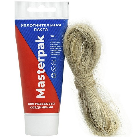 Набор уплотнительный паста +лён для воды, пара 70гр+14гр Masterpak купить в Новосибирске | "Проконсим"