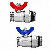 Кран шаровой латунный DN 25 PN 10 никелированный прямой  для коллектора (2 шт.) Varmega VM15951 купить в Новосибирске | "Проконсим"