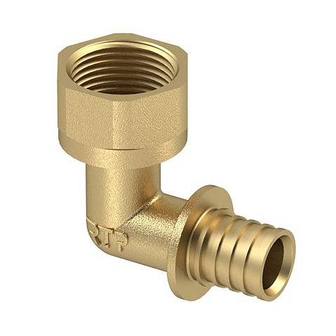 Угольник латунный для PEX труб  20-1/2''  PN 16  под надвижную гильзу с внутренней резьбой  РосТурПласт купить в Новосибирске | "Проконсим"
