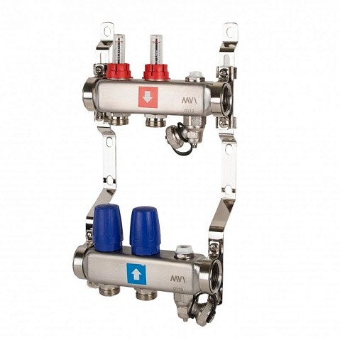 Коллекторные группы из нержавеющей стали DN 25 PN 10 с расходомерами, с дренажным краном и воздухоотводчиком MVI купить в Новосибирске | "Проконсим" Коллекторные группы из нержавеющей стали DN 25 PN 10 с расходомерами, с дренажным краном и воздухоотводчиком MVI купить в Новосибирске | "Проконсим"