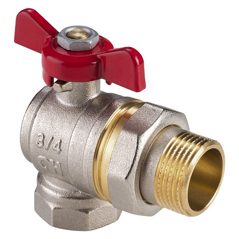 Кран латунный шаровой MVI AquaHit BV.322.04 DN 15 PN 25 бабочка американка полнопроходной угловой никелированный купить в Новосибирске | "Проконсим"