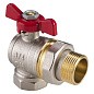 Кран латунный шаровой MVI AquaHit BV.322.04 DN 15 PN 25 бабочка американка полнопроходной угловой никелированный купить в Новосибирске | "Проконсим"